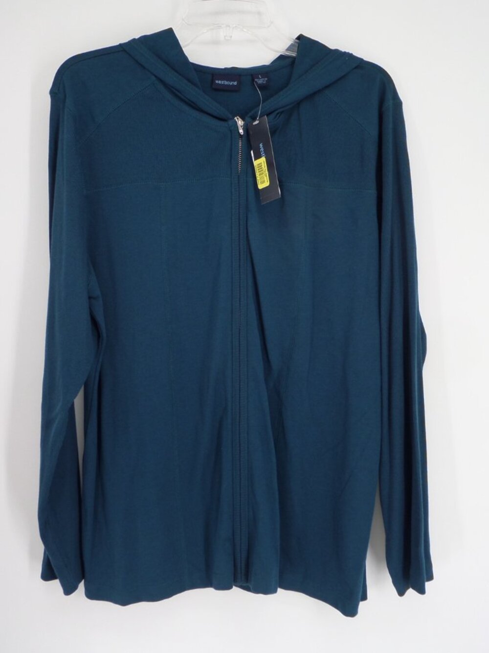 Westbound Women's Fall Long Sleeve Teal Green Lightweight Hoodie Jacket Size L
